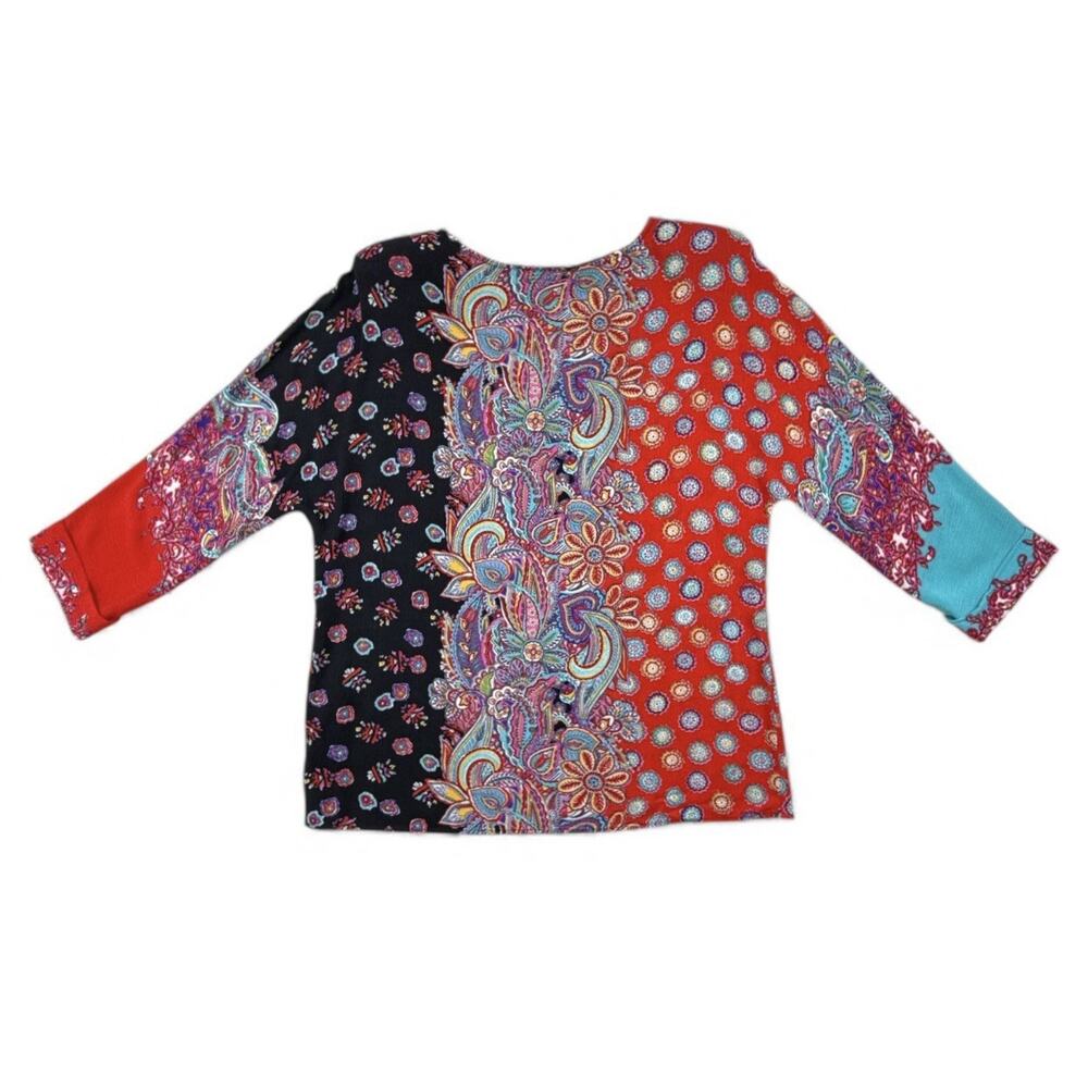Carol Little Vintage Tunic Artsy Colorful Bright Blouse Top Womens 8 USA 90s - Picture 8 of 12